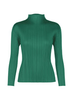 A product shot of the PLEATS PLEASE ISSEY MIYAKE MONTHLY COLORS NOVEMBER top in green (62).