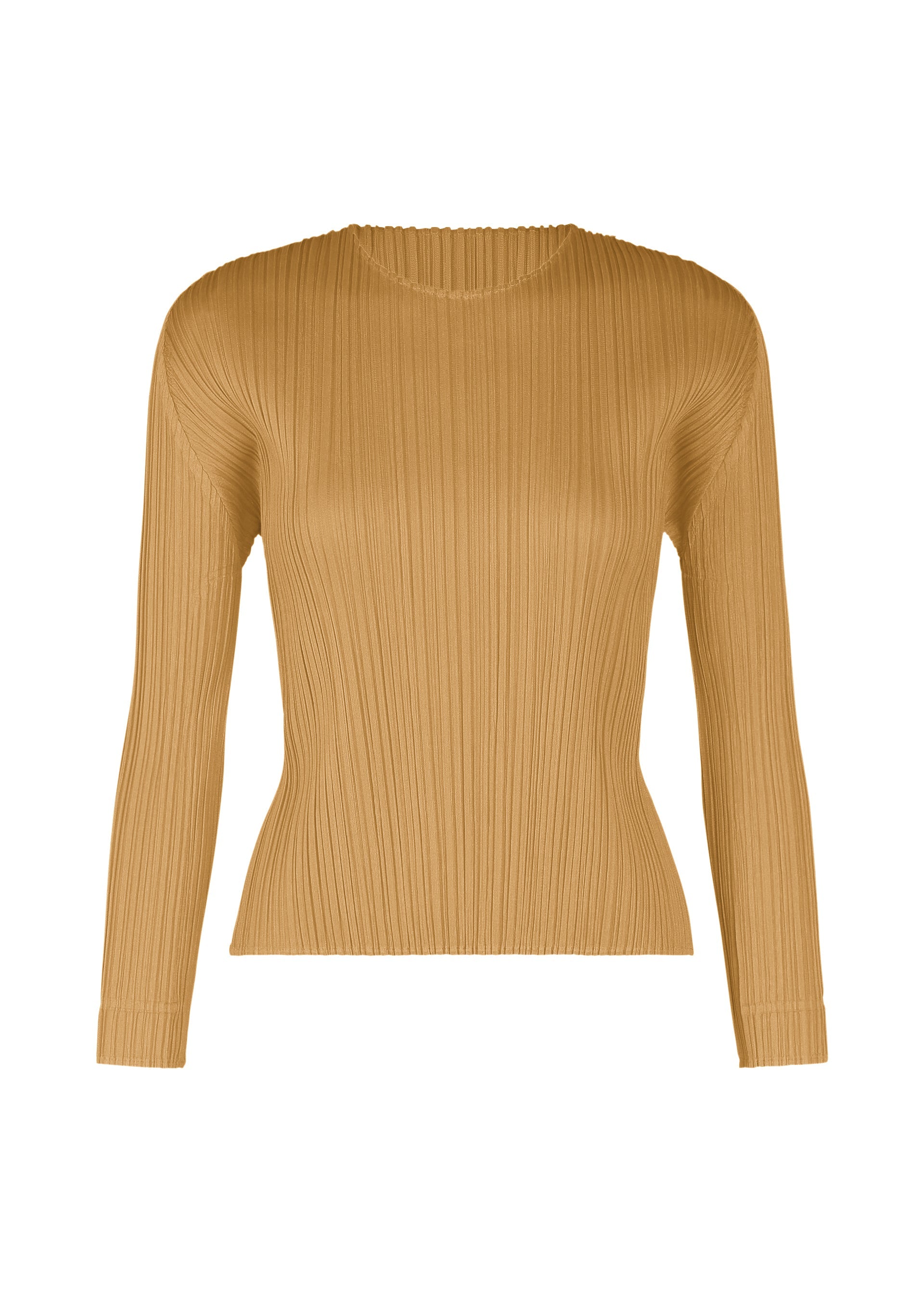 A product shot of the PLEATS PLEASE ISSEY MIYAKE MONTHLY COLORS DECEMBER clothing in yellow ochre (55).