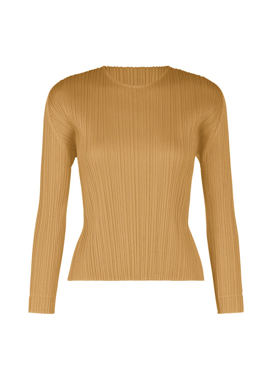 A product shot of the PLEATS PLEASE ISSEY MIYAKE MONTHLY COLORS DECEMBER clothing in yellow ochre (55).