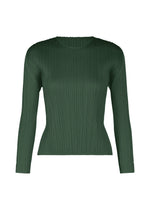 A product shot of the PLEATS PLEASE ISSEY MIYAKE MONTHLY COLORS DECEMBER clothing in forest green (64).