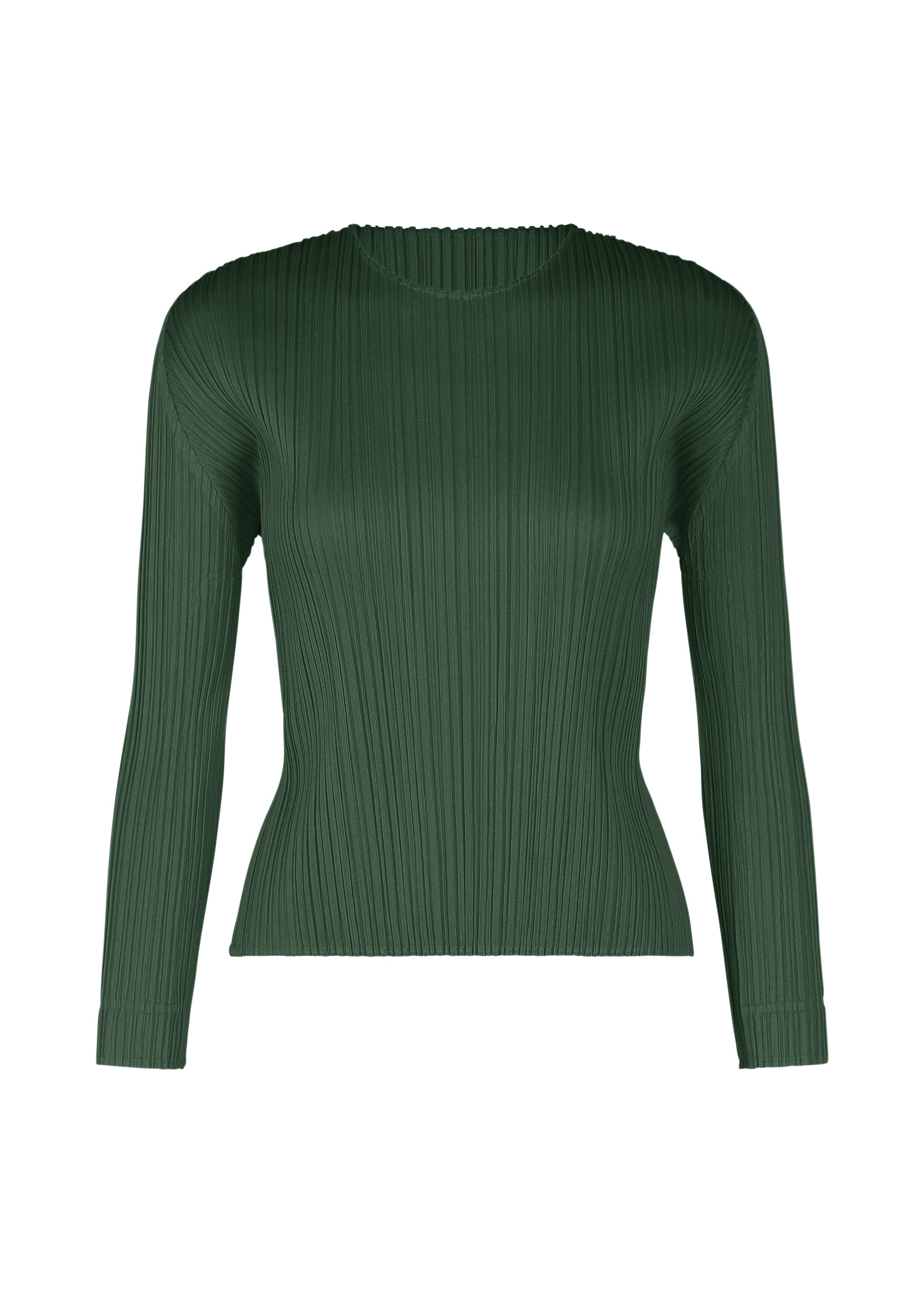 A product shot of the PLEATS PLEASE ISSEY MIYAKE MONTHLY COLORS DECEMBER clothing in forest green (64).