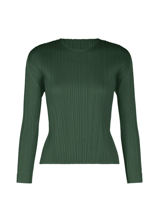 A product shot of the PLEATS PLEASE ISSEY MIYAKE MONTHLY COLORS DECEMBER clothing in forest green (64).