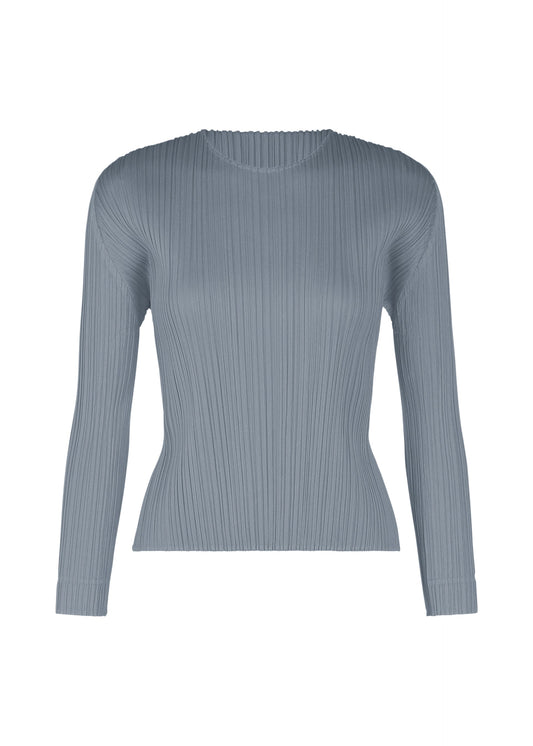 A product shot of the PLEATS PLEASE ISSEY MIYAKE MONTHLY COLORS DECEMBER clothing in steel blue (74).
