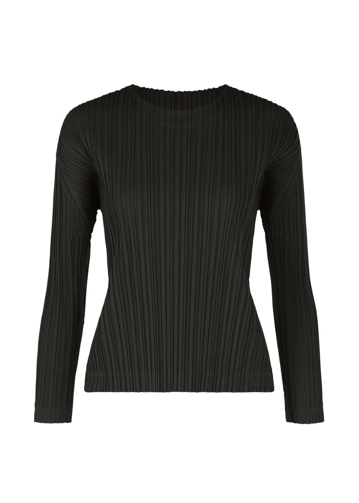 A product shot of the PLEATS PLEASE ISSEY MIYAKE WOOL PLEATS top in black (15).