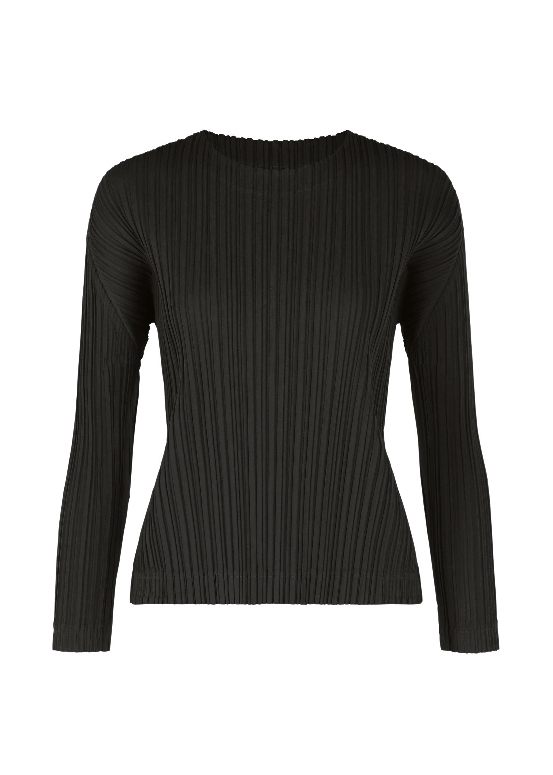 A product shot of the PLEATS PLEASE ISSEY MIYAKE WOOL PLEATS top in black (15).