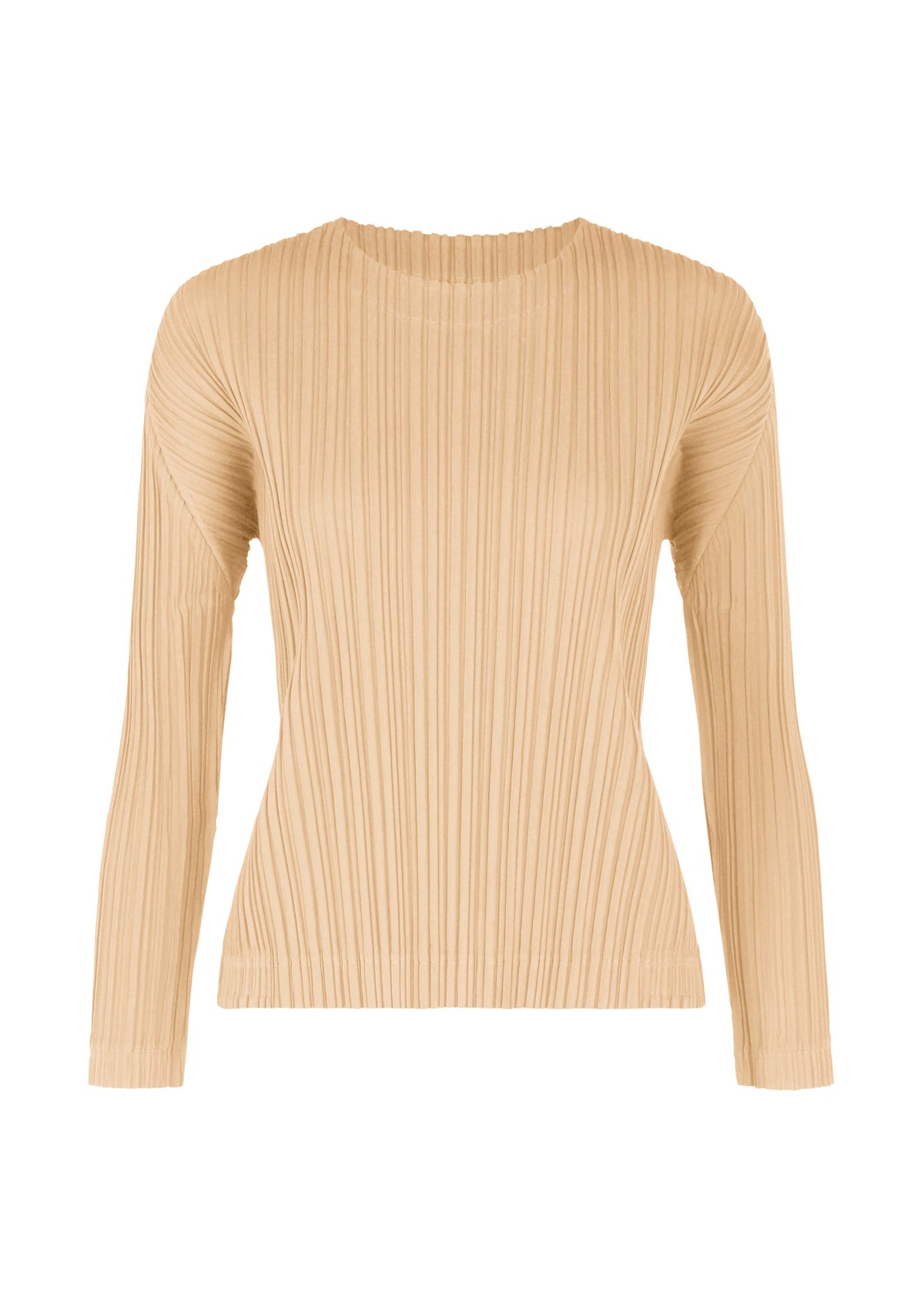 A product shot of the PLEATS PLEASE ISSEY MIYAKE WOOL PLEATS top in light beige (40).