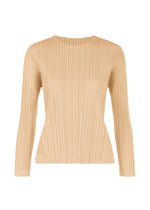 A product shot of the PLEATS PLEASE ISSEY MIYAKE WOOL PLEATS top in light beige (40).