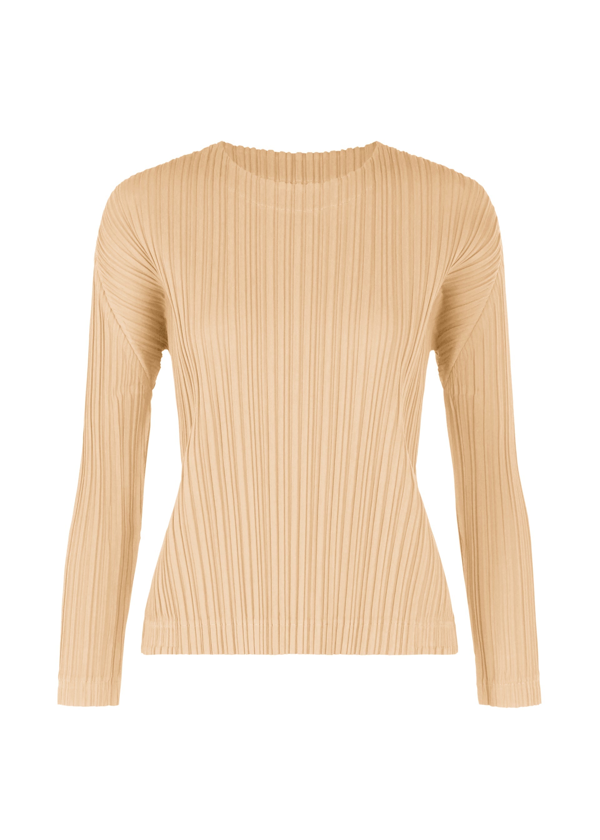 A product shot of the PLEATS PLEASE ISSEY MIYAKE WOOL PLEATS top in light beige (40).