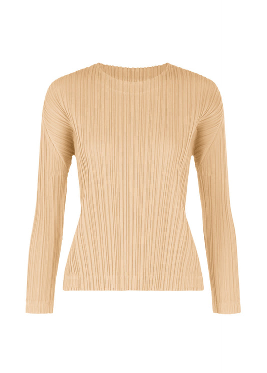 A product shot of the PLEATS PLEASE ISSEY MIYAKE WOOL PLEATS top in light beige (40).