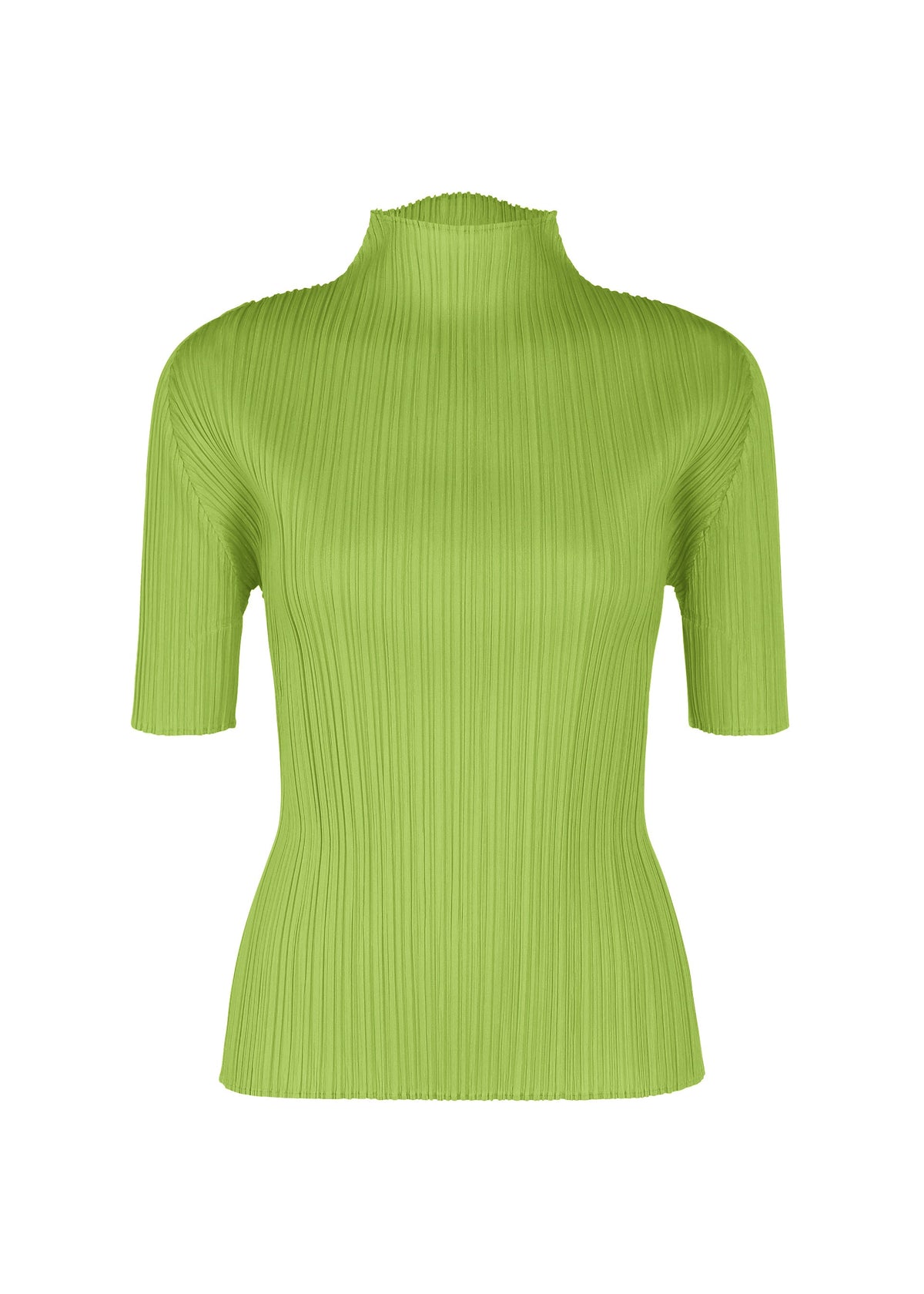 A product shot of the PLEATS PLEASE ISSEY MIYAKE LUCID PLEATS top in yellow green (58).