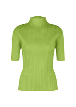 A product shot of the PLEATS PLEASE ISSEY MIYAKE LUCID PLEATS top in yellow green (58).