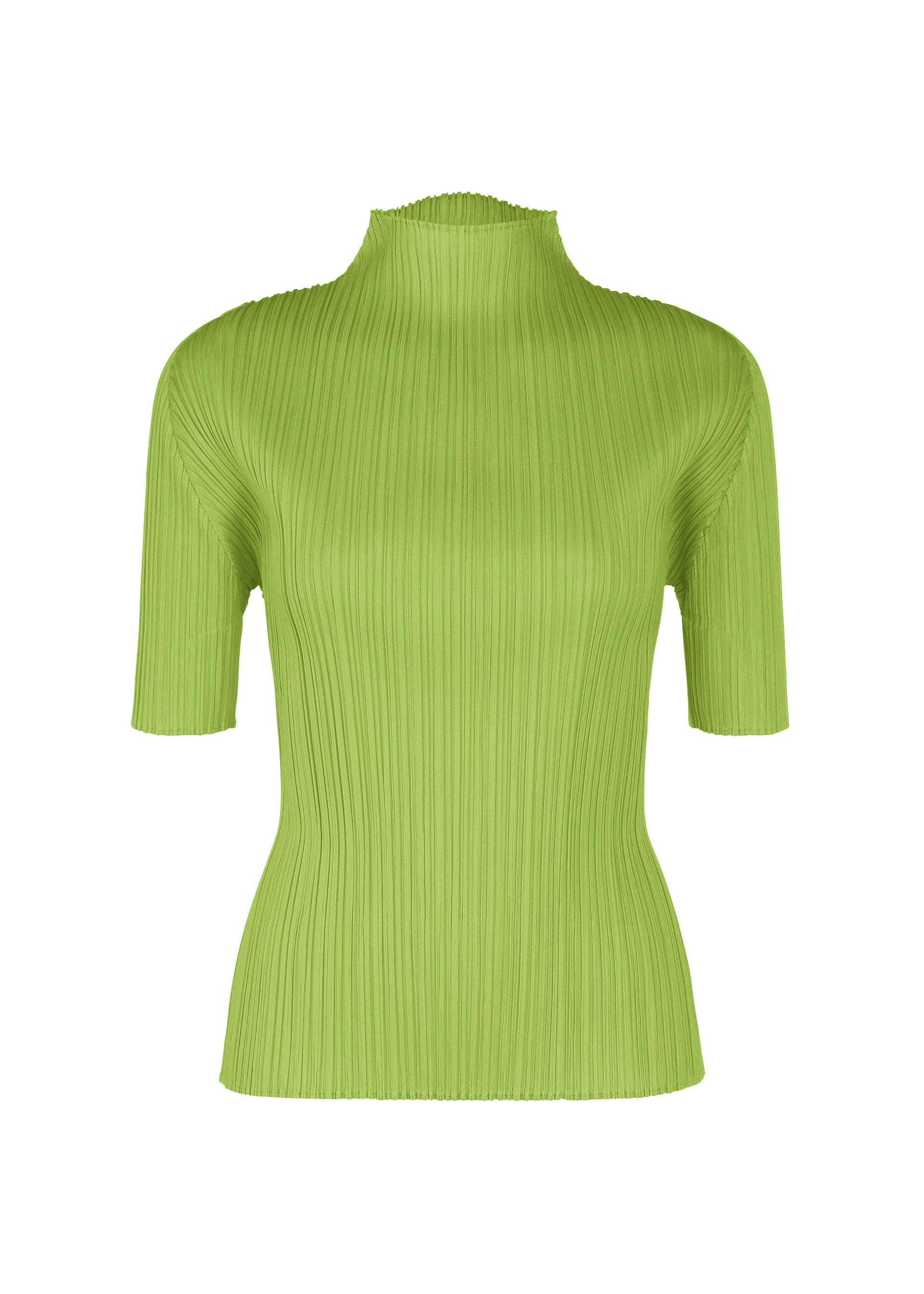 A product shot of the PLEATS PLEASE ISSEY MIYAKE LUCID PLEATS top in yellow green (58).