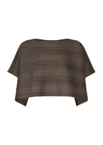 A product shot of the PLEATS PLEASE ISSEY MIYAKE COTTON SKIP top in dark brown.
