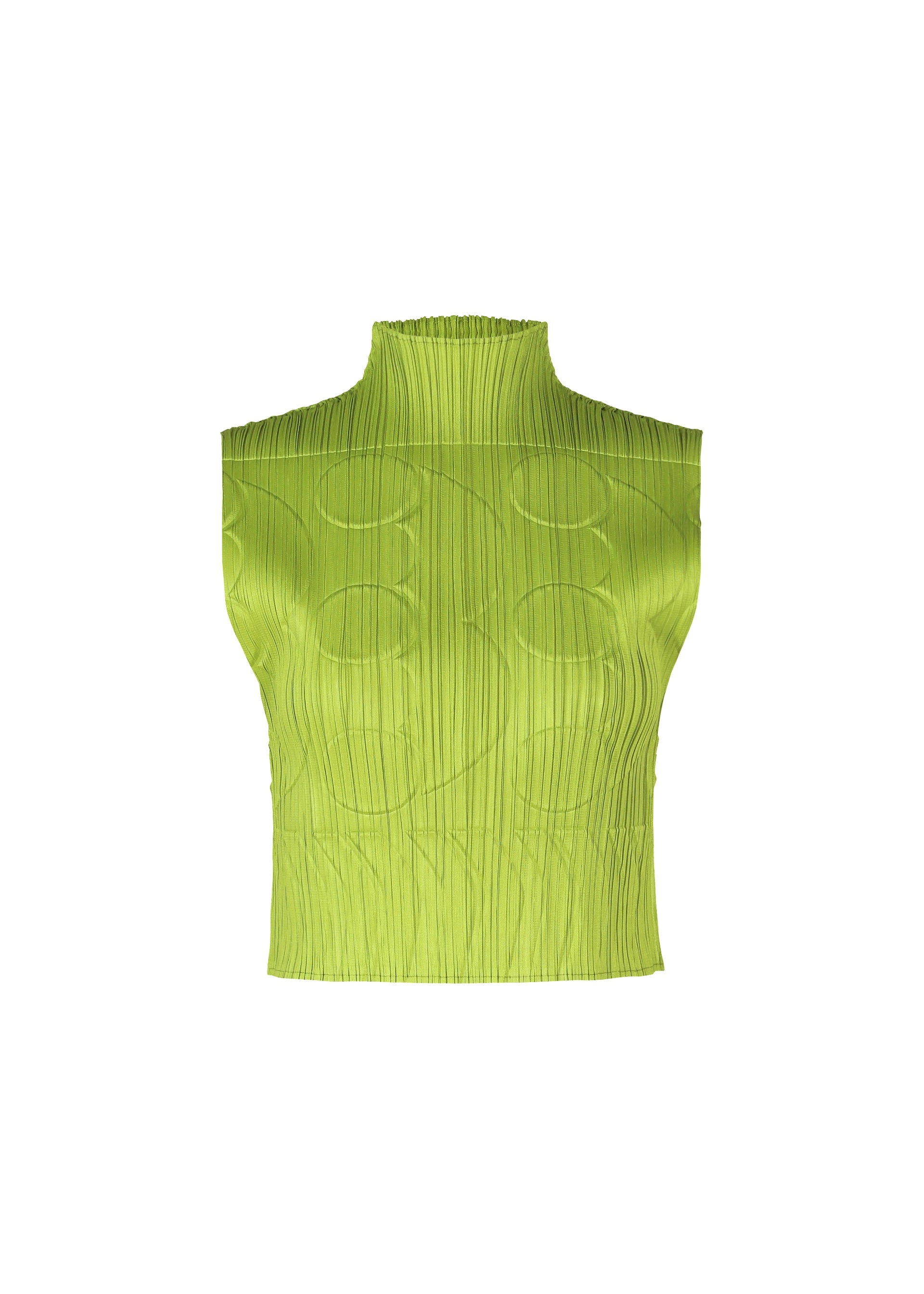 A product shot of the PLEATS PLEASE ISSEY MIYAKE TUNE clothing in yellow green (58).