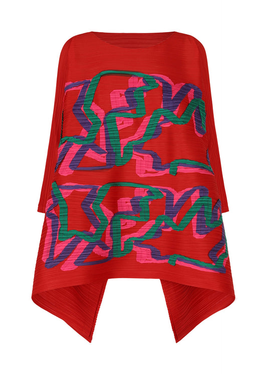 A product shot of the PLEATS PLEASE ISSEY MIYAKE MIX top in red (24).