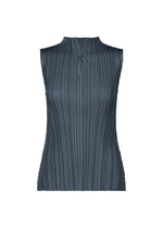 A product shot of the PLEATS PLEASE ISSEY MIYAKE MELLOW PLEATS top in navy (75).
