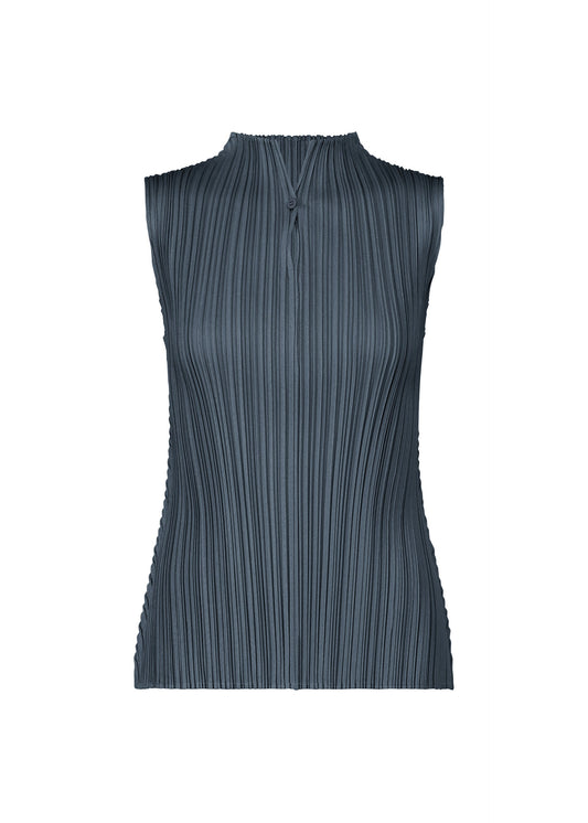 A product shot of the PLEATS PLEASE ISSEY MIYAKE MELLOW PLEATS top in navy (75).