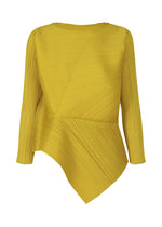 A product shot of the PLEATS PLEASE ISSEY MIYAKE SPIN top in mustard (59).