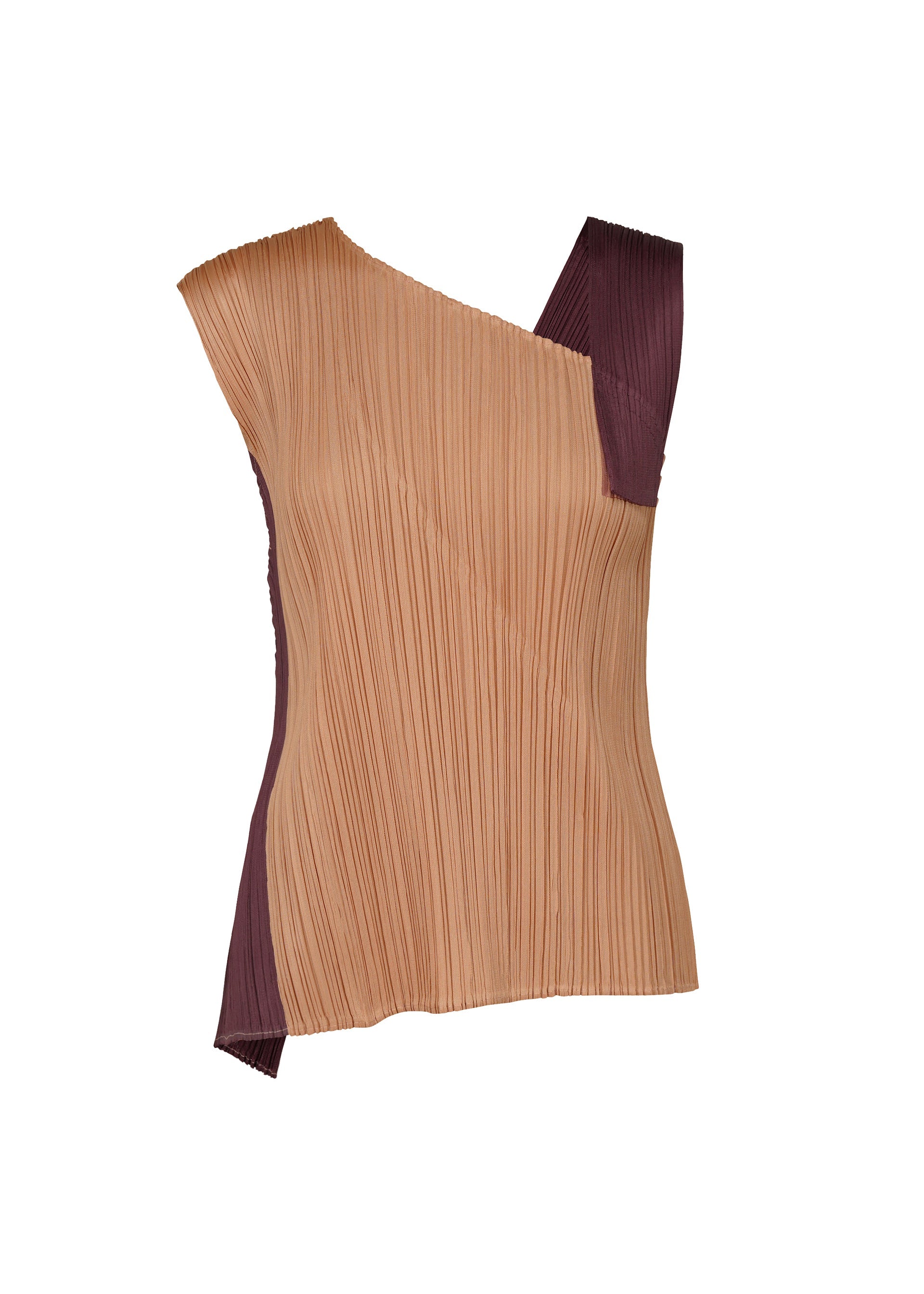 A product shot of the PLEATS PLEASE ISSEY MIYAKE POINTE top in pink beige.