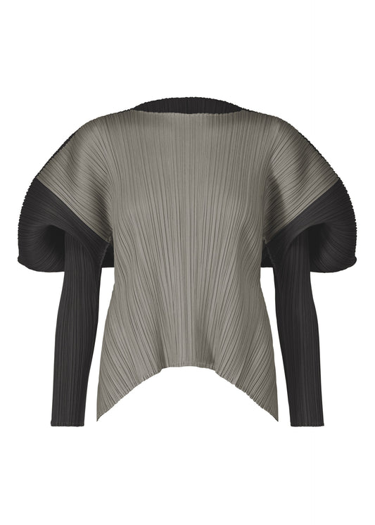 A product shot of the PLEATS PLEASE ISSEY MIYAKE SQUARE top in grey (12).