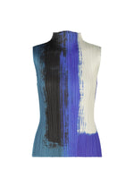A product shot of the PLEATS PLEASE ISSEY MIYAKE JUMP top in blue.