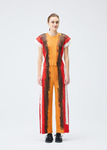 A model wears the PLEATS PLEASE ISSEY MIYAKE JUMP top.