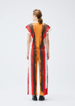 A model wears the PLEATS PLEASE ISSEY MIYAKE JUMP top.