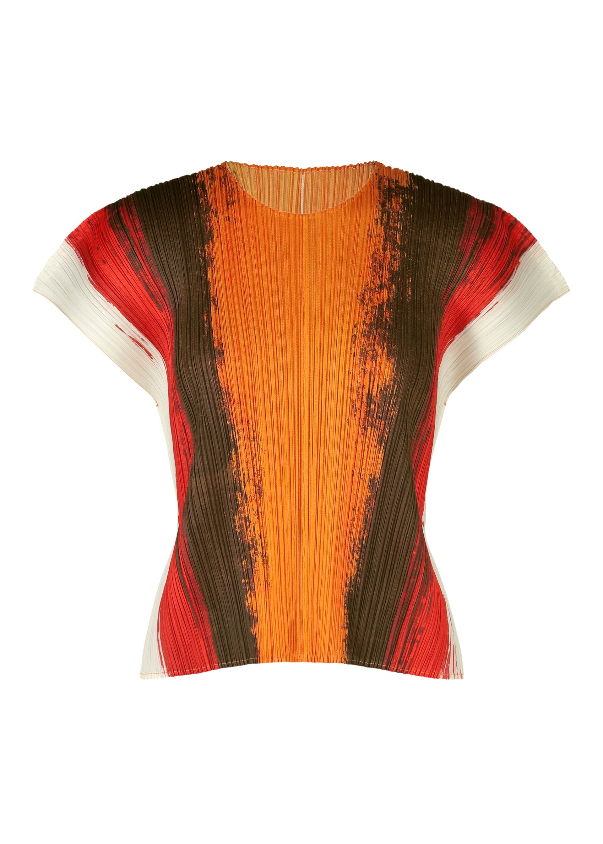 A product shot of the PLEATS PLEASE ISSEY MIYAKE JUMP top in red.