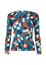 A product shot of the PLEATS PLEASE ISSEY MIYAKE DANCING SQUARE top in blue (72).