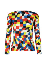 A product shot of the PLEATS PLEASE ISSEY MIYAKE DANCING SQUARE top in multi (94).