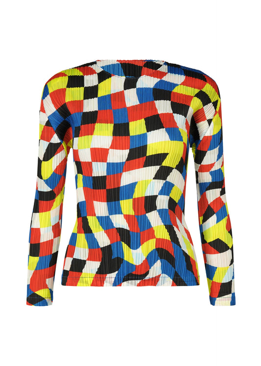 A product shot of the PLEATS PLEASE ISSEY MIYAKE DANCING SQUARE top in multi (94).