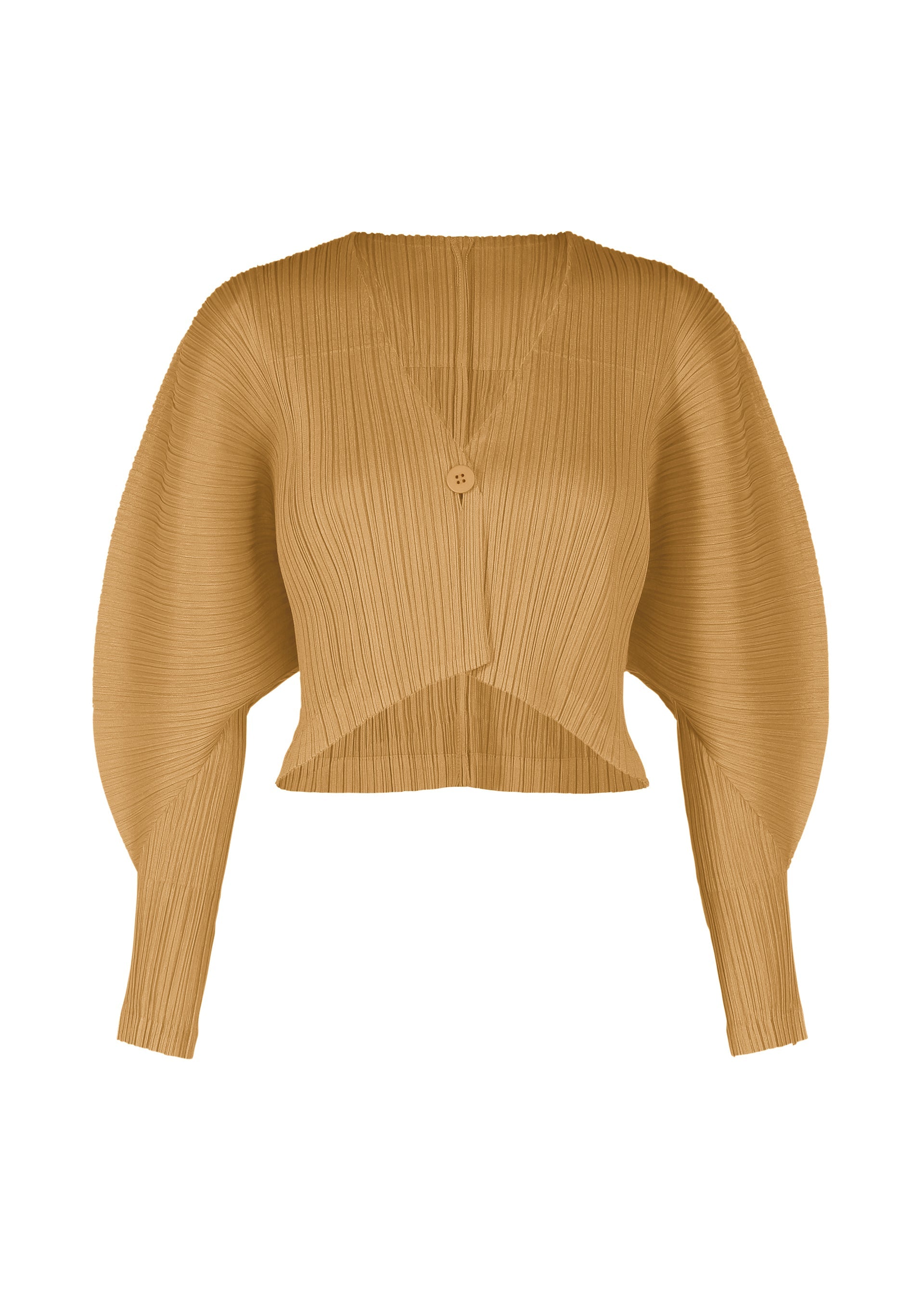 A product shot of the PLEATS PLEASE ISSEY MIYAKE MONTHLY COLORS DECEMBER clothing in yellow ochre (55).