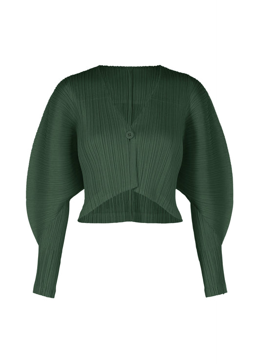 A product shot of the PLEATS PLEASE ISSEY MIYAKE MONTHLY COLORS DECEMBER clothing in forest green (64).