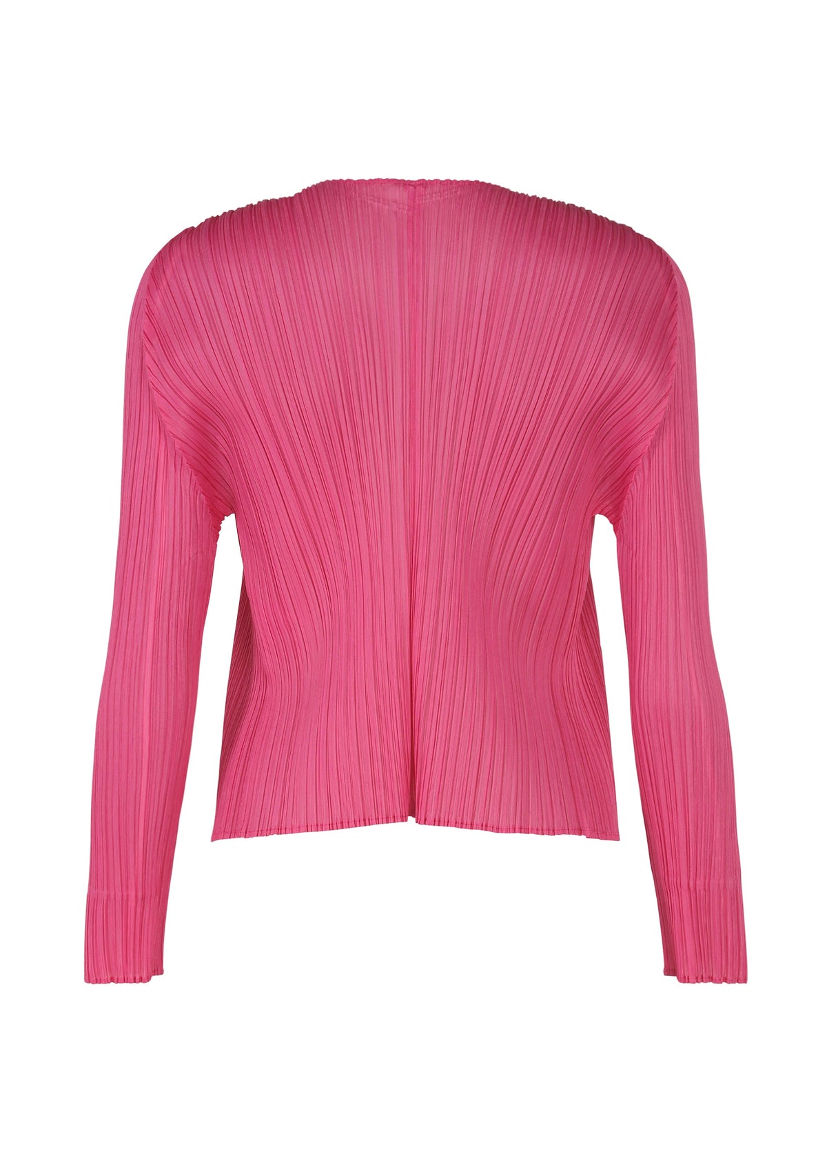 A detail shot of the PLEATS PLEASE ISSEY MIYAKE LUCID PLEATS cardigan.