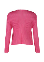 A detail shot of the PLEATS PLEASE ISSEY MIYAKE LUCID PLEATS cardigan.