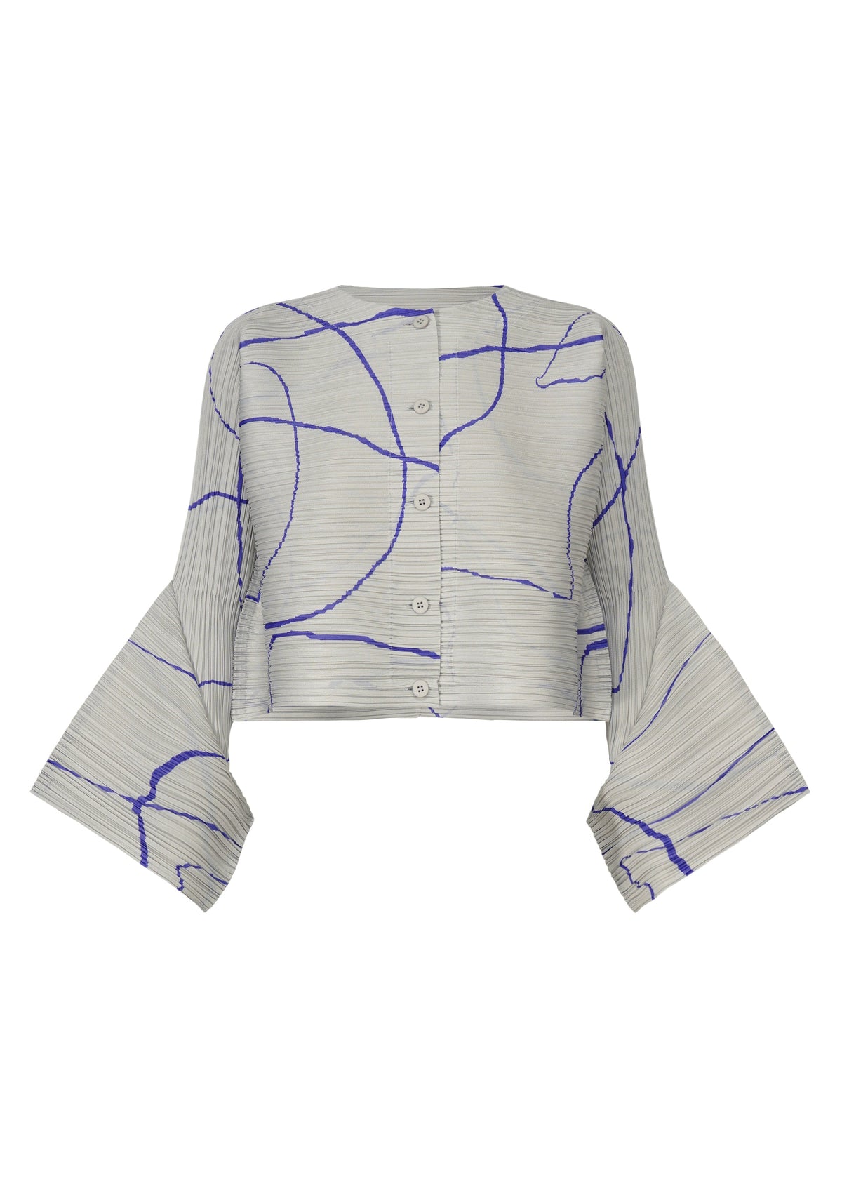A product shot of the PLEATS PLEASE ISSEY MIYAKE PAUSE cardigan in grey (12).