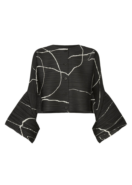 A product shot of the PLEATS PLEASE ISSEY MIYAKE PAUSE cardigan in black (15).