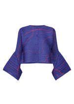 A product shot of the PLEATS PLEASE ISSEY MIYAKE PAUSE cardigan in blue (72).