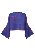 A detail shot of the PLEATS PLEASE ISSEY MIYAKE PAUSE cardigan.