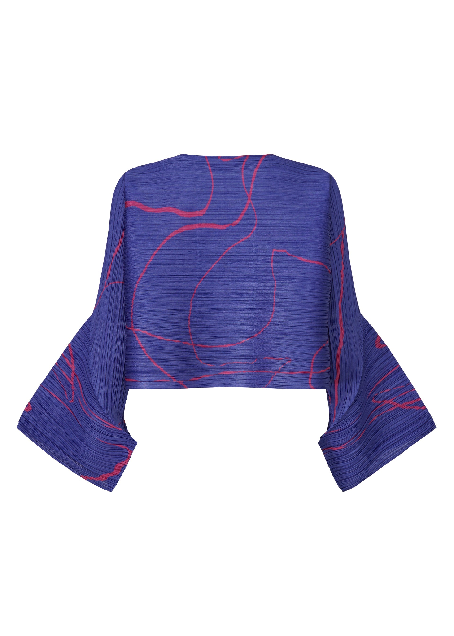 A detail shot of the PLEATS PLEASE ISSEY MIYAKE PAUSE cardigan.