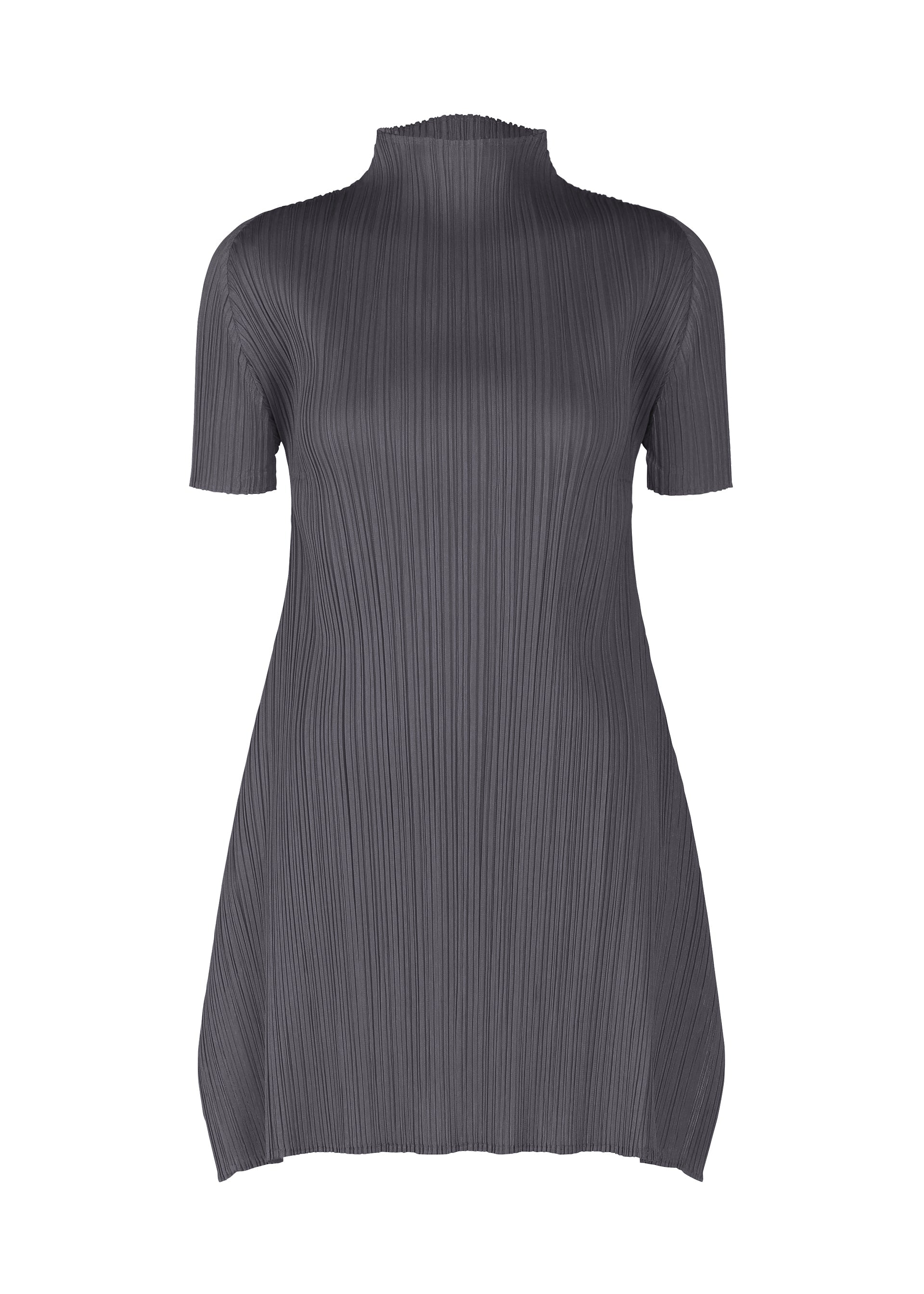 A product shot of the PLEATS PLEASE ISSEY MIYAKE MONTHLY COLORS JULY tunic in dark grey.