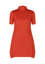 A product shot of the PLEATS PLEASE ISSEY MIYAKE MONTHLY COLORS JULY tunic in bright red.