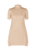 A product shot of the PLEATS PLEASE ISSEY MIYAKE MONTHLY COLORS JULY tunic in light beige.