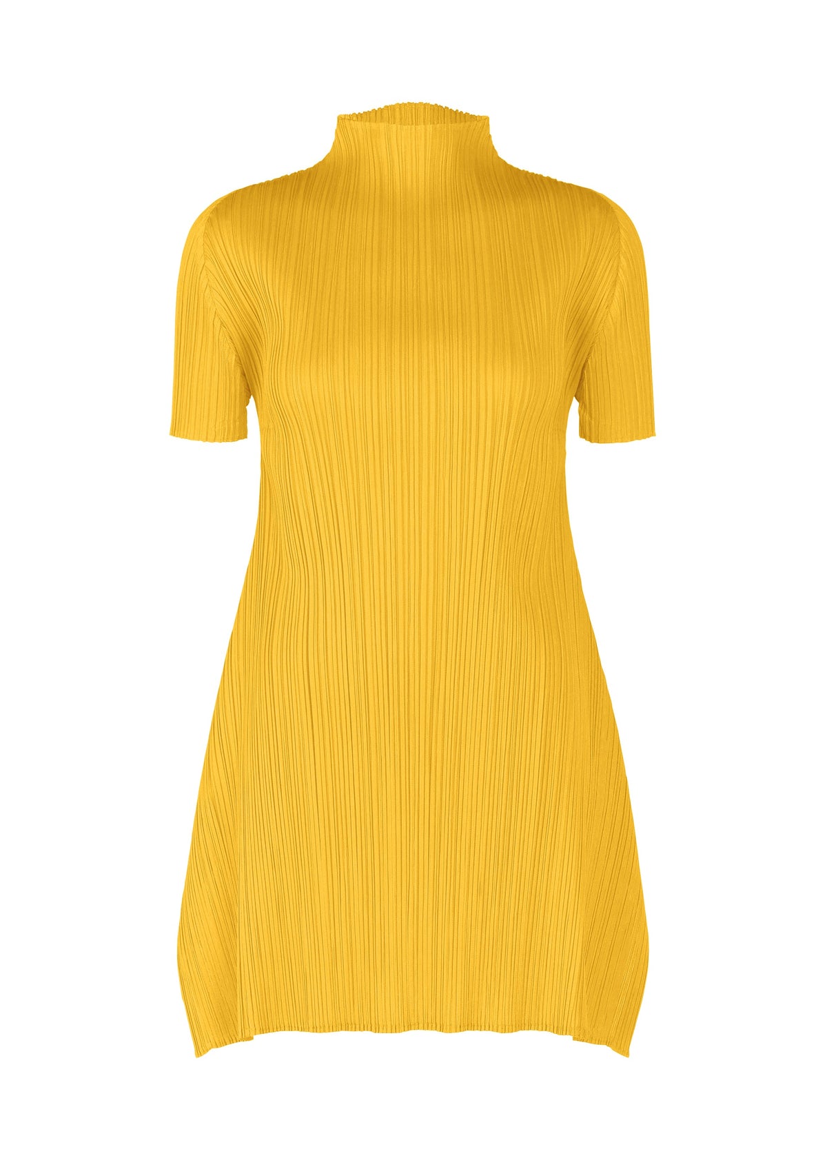 A product shot of the PLEATS PLEASE ISSEY MIYAKE MONTHLY COLORS JULY tunic in yellow.