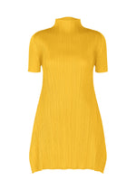 A product shot of the PLEATS PLEASE ISSEY MIYAKE MONTHLY COLORS JULY tunic in yellow.