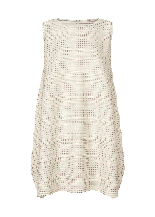 A product shot of the PLEATS PLEASE ISSEY MIYAKE COTTON SKIP tunic in white.