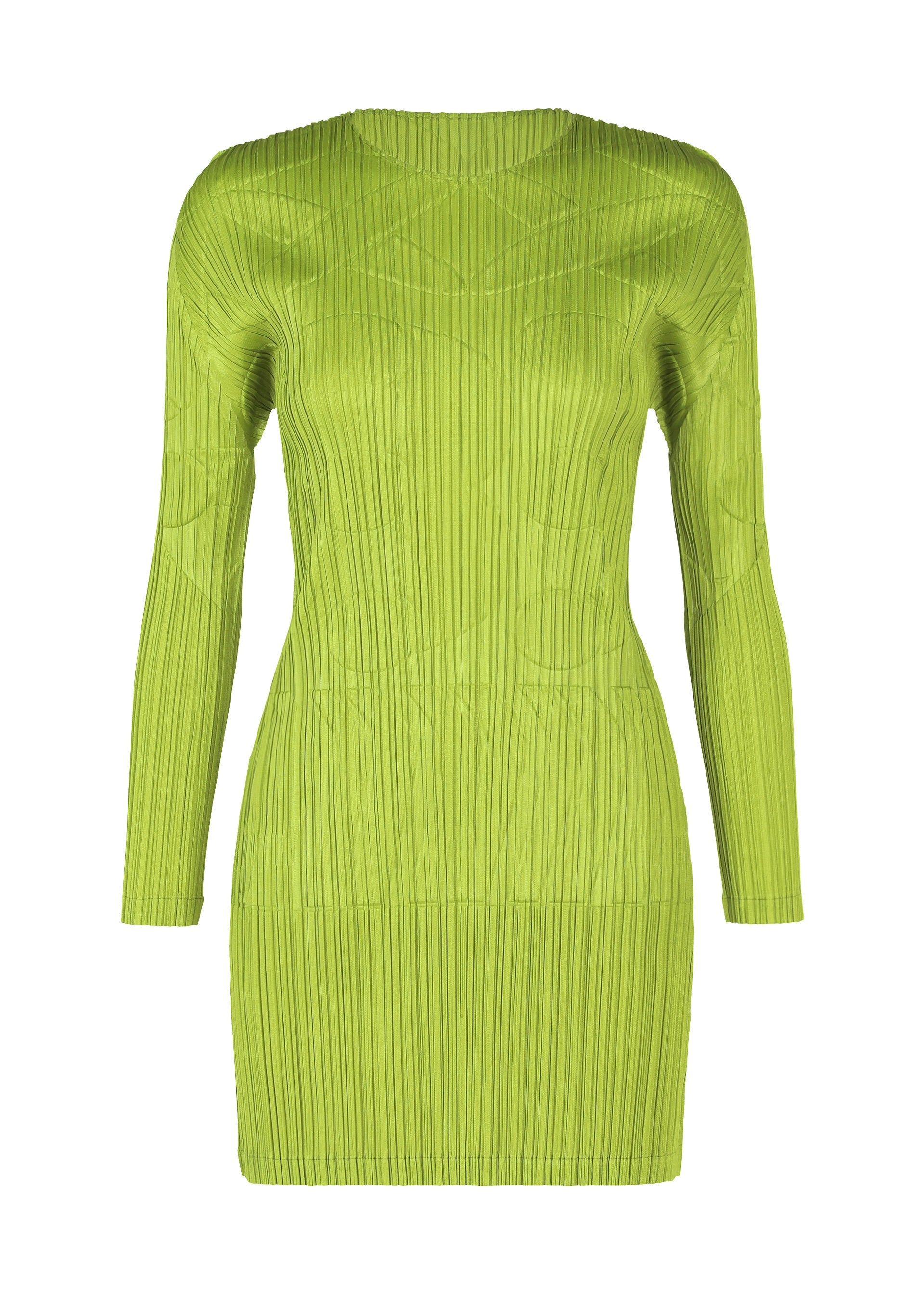 A product shot of the PLEATS PLEASE ISSEY MIYAKE TUNE clothing in yellow green (58).