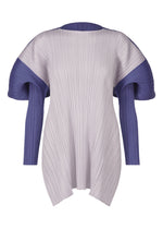 A product shot of the PLEATS PLEASE ISSEY MIYAKE SQUARE tunic in blue grey (09).