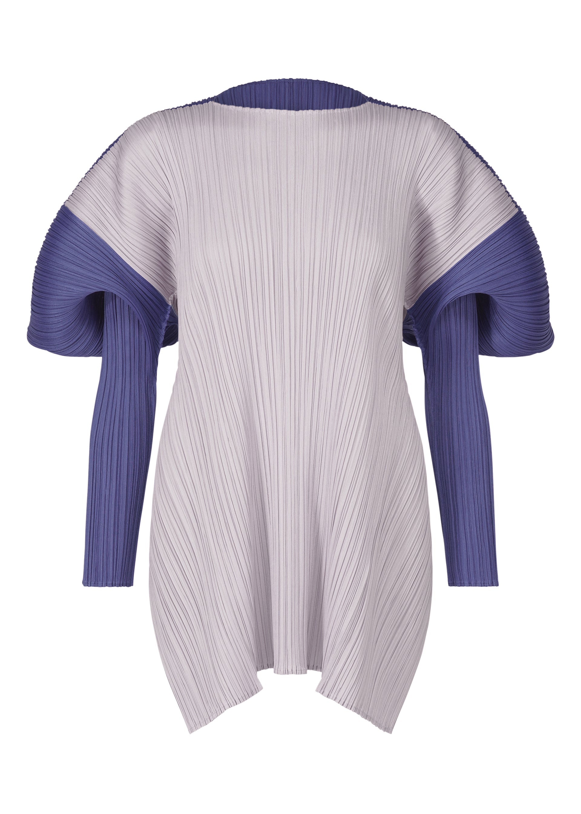 A product shot of the PLEATS PLEASE ISSEY MIYAKE SQUARE tunic in blue grey (09).