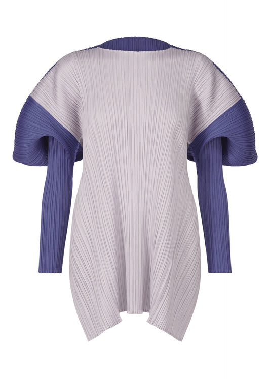 A product shot of the PLEATS PLEASE ISSEY MIYAKE SQUARE tunic in blue grey (09).